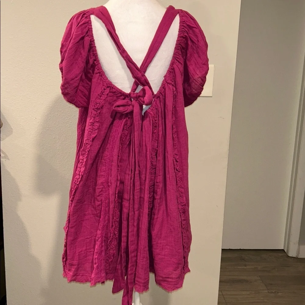 Free People Angele Mini Dress S OB1310143 Dragonfruit Punch Pink SZ Small